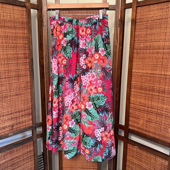 Show Me Your MuMu Flirt Skirt Hawaiian Floral Midi Skirt Size Medium - Picture 4 of 8